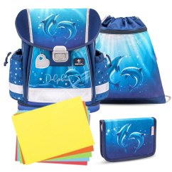 Školní aktovka Belmil 403-13 Classy Dolphins (set s penálem a sáčkem) + DÁREK