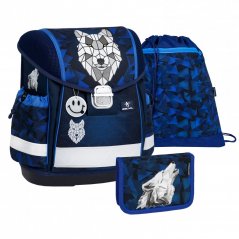 School bag Belmil 403-13 Classy Wolf Mosaic Grey (set with pencil case and gym bag)
