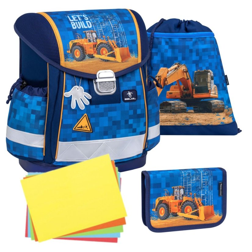 Školní aktovka Belmil 403-13 Classy Bulldozer (set s penálem a sáčkem) + DÁREK