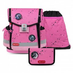 Školní aktovka Belmil 405-78 Classy Plus Pink Black (set s penálem a sáčkem)